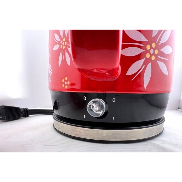 Temptations Porcelain Electric Tea Kettle Red White Flower Temp-tations K51504 - Picture 5 of 9